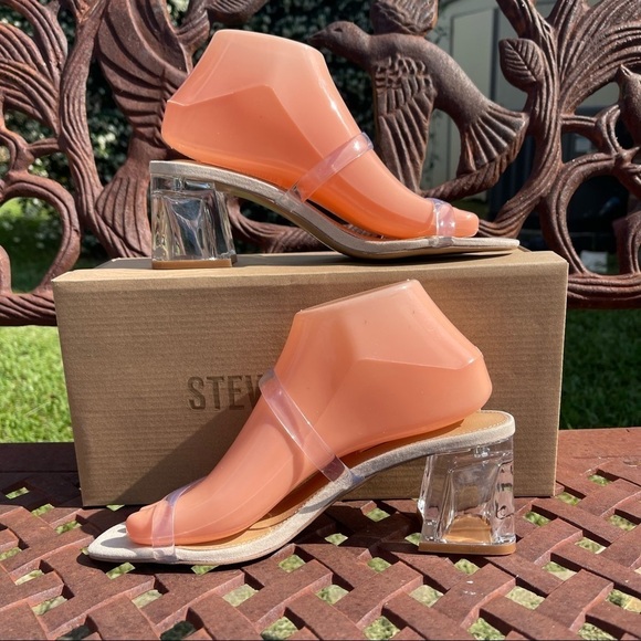 💋NWT Steve madden mott strappy clear block sandals - Picture 4 of 15